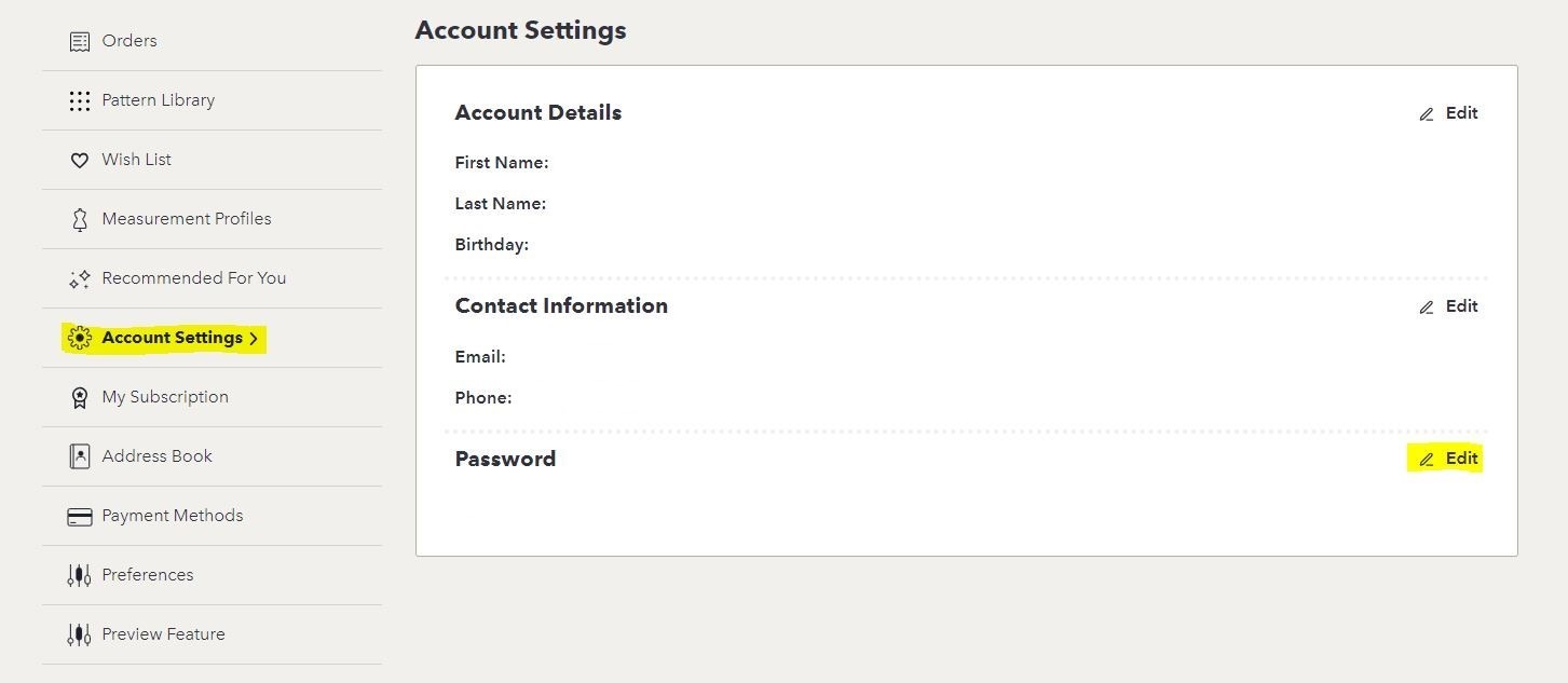 password account setting image